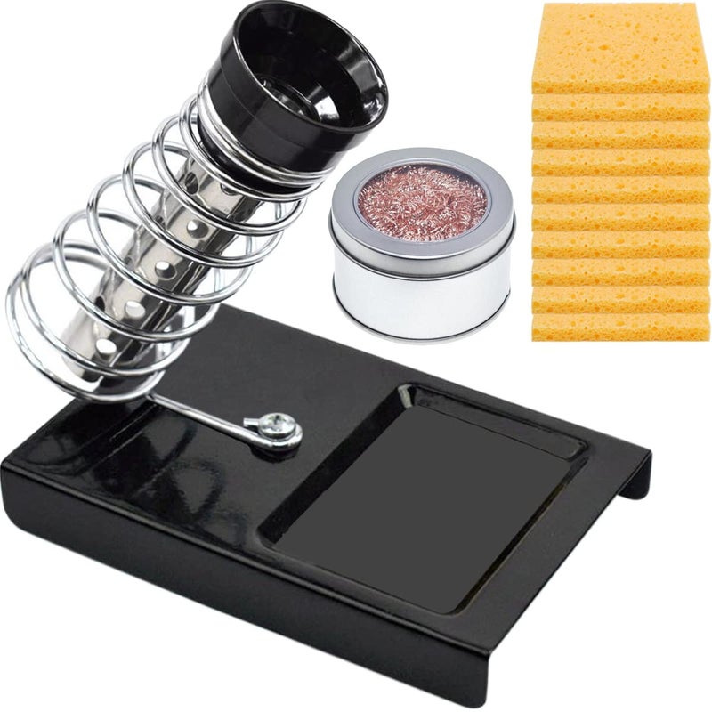 DKARDU Soldering Iron Holder Stand Solder Iron Base, with 10 Pcs Cleaning Sponge and 1 Pcs Brass Ball for Cleaning Soldering Iron Tip - Image 1